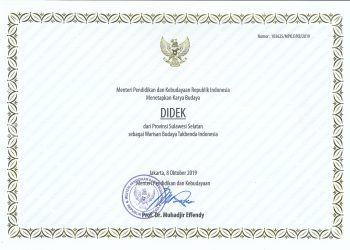 Sertifikat Warisan Budaya Tak Benda Kepulauan Selayar