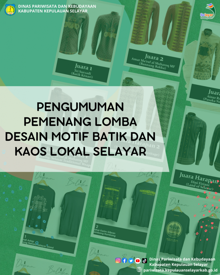 UPTD. Museum Nekara Umumkan Hasil Akhir Lomba Desain Motif Batik dan Kaos Lokal Selayar, Selamat Kepada Para Pemenang!