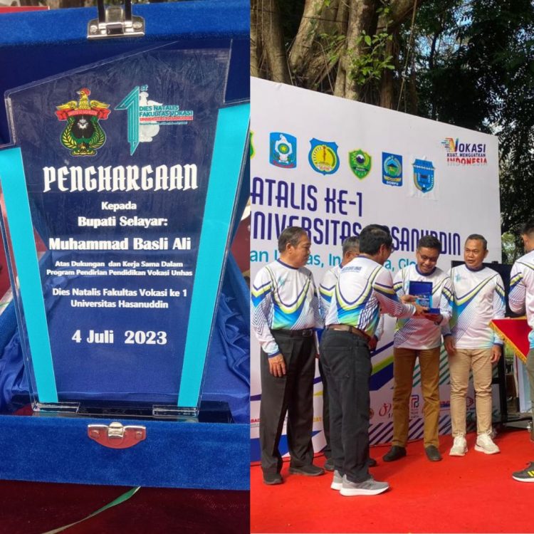 Dies Natalis ke-1 Fakultas Vokasi Unhas, Kadisparbud Wakili Bupati Kepulauan Selayar Terima Penghargaan