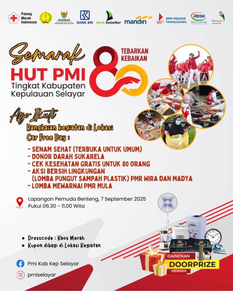 Semarak HUT ke-80 PMI di CFD Selayar Siap Hadirkan Beragam Kegiatan Menarik